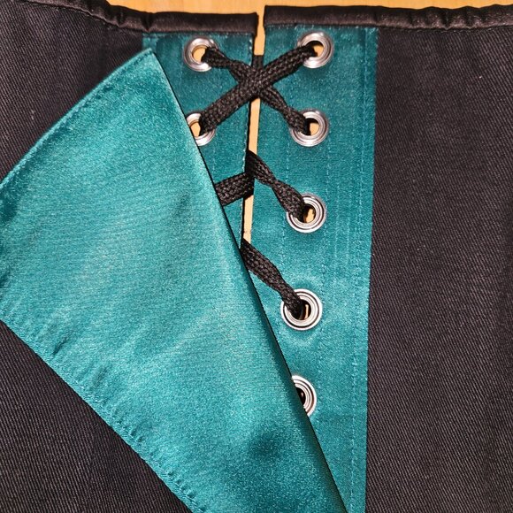 NWT GREEN 24" Night Owl Steel Boned Tight Lacing Corset SMALL - Picture 10 of 15